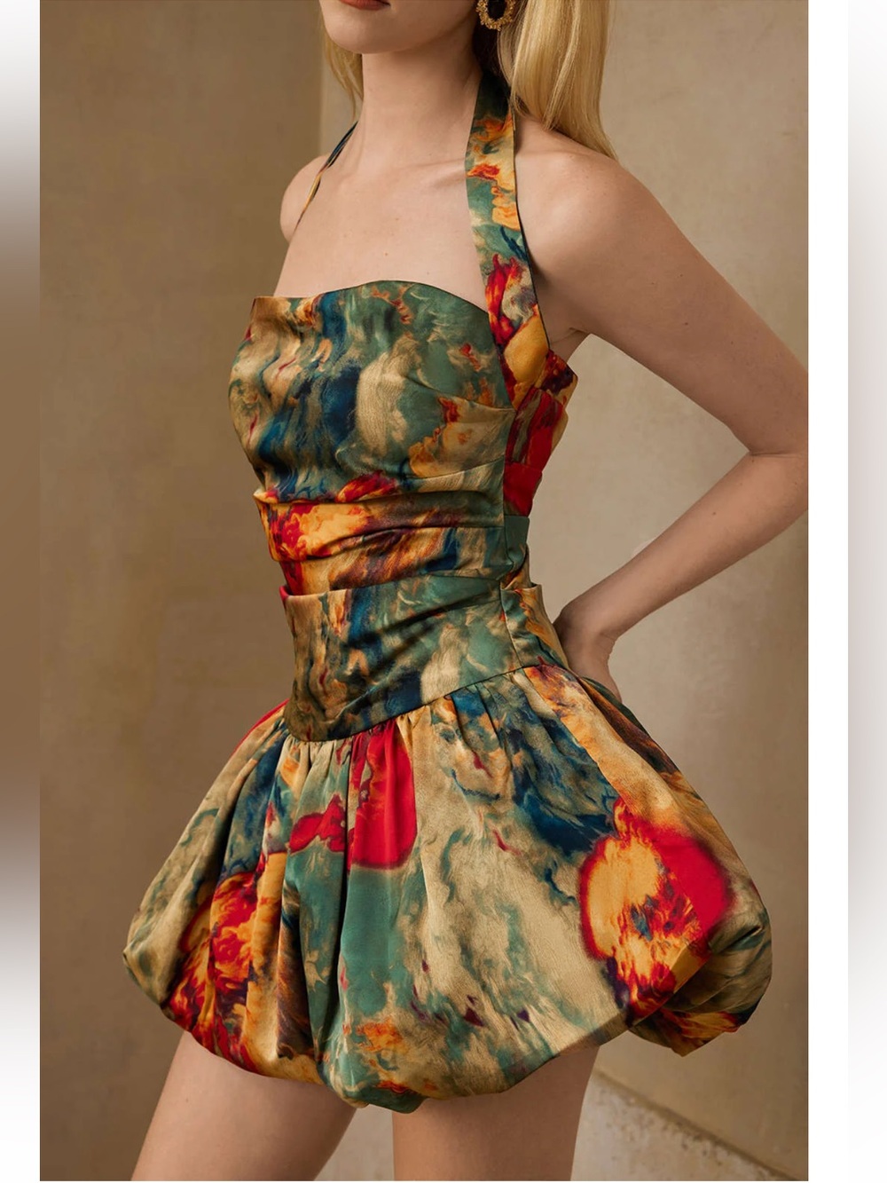 Micas Watercolor print mini dress. Size L-XL. NWT